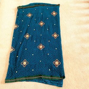 NWT blue bandhani saree ready made blouse